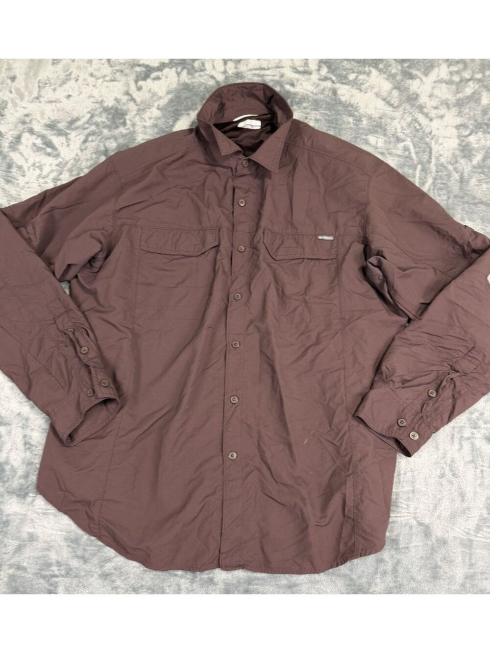 Columbia Mens PFG Button-Up Long-Sleeve Shirt 3X Brown Nylon Outdoor Fishing